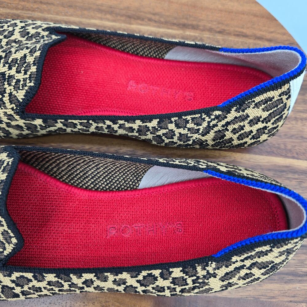 Rothy's The Loafer Womens 9 Leopard Print Slip On Casual Comfort Flats Shoes - Picture 6 of 8